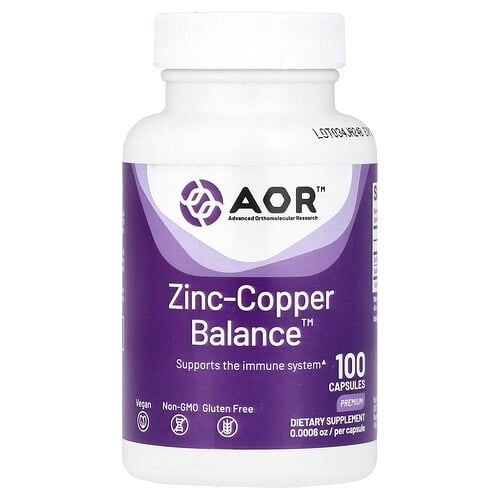 어드밴스드 어소모레큘러 리서치 AOR Advanced Orthomolecular Research AOR, Zinc-Copper Balance™, 캡슐 100정 상세 이미지