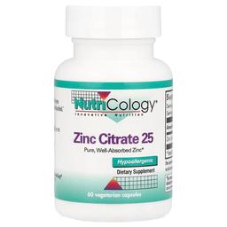 뉴트리콜로지 Nutricology, 아연 시트레이트 25, 60 채식주의 캡슐