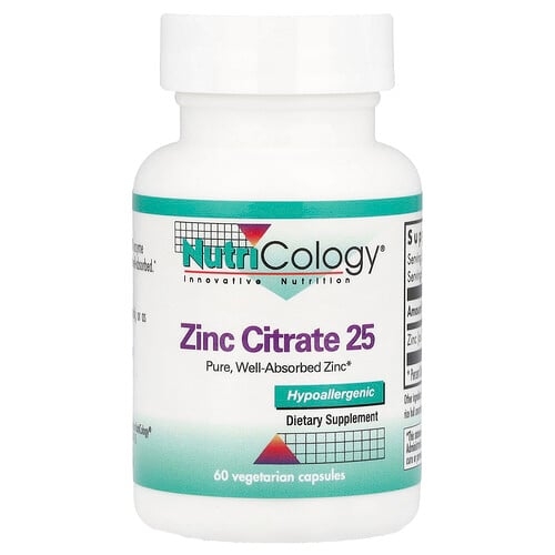 뉴트리콜로지 Nutricology, 아연 시트레이트 25, 60 채식주의 캡슐 상세 이미지