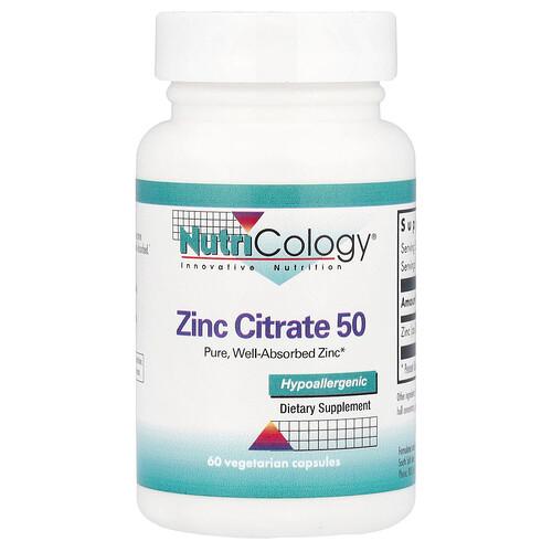 뉴트리콜로지 Nutricology, 시트르산 아연 50, 60 식물성 캡슐 상품 이미지