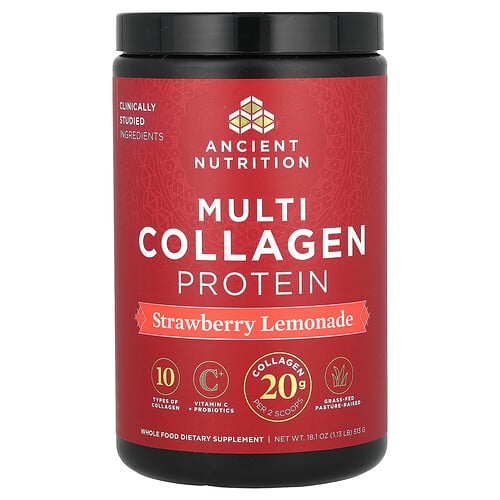 닥터 엑스/엔시언트 뉴트리션 Ancient Nutrition, 종합 콜라겐 단백질, 딸기 레모네이드, 535.5g(1.18lbs) 상세 이미지