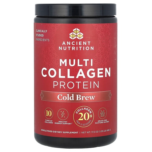 닥터 엑스/엔시언트 뉴트리션 Ancient Nutrition, 멀티 콜라겐 프로틴, 콜드 브루, 496g(1.09lbs) 상세 이미지