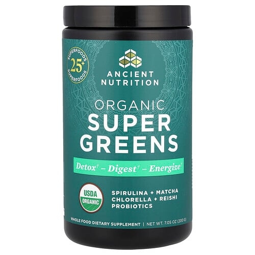 닥터 엑스/엔시언트 뉴트리션 Ancient Nutrition, 유기농 슈퍼 그린, 200g(7.05oz) 상세 이미지