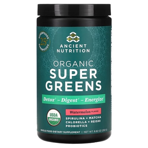 닥터 엑스/엔시언트 뉴트리션 Ancient Nutrition, 유기농 슈퍼그린, 수박, 250g(8.82oz) 상세 이미지