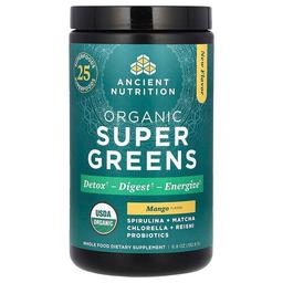 닥터 엑스/엔시언트 뉴트리션 Ancient Nutrition, 유기농 슈퍼 그린, 망고, 192.8g(6.8oz)