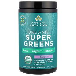 닥터 엑스/엔시언트 뉴트리션 Ancient Nutrition, 유기농 슈퍼 그린, 베리, 189g(6.7oz)