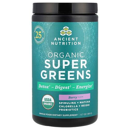 닥터 엑스/엔시언트 뉴트리션 Ancient Nutrition, 유기농 슈퍼 그린, 베리, 189g(6.7oz) 상품 이미지
