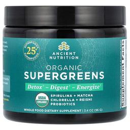 닥터 엑스/엔시언트 뉴트리션 Ancient Nutrition, 유기농 슈퍼그린, 96g(3.4oz)