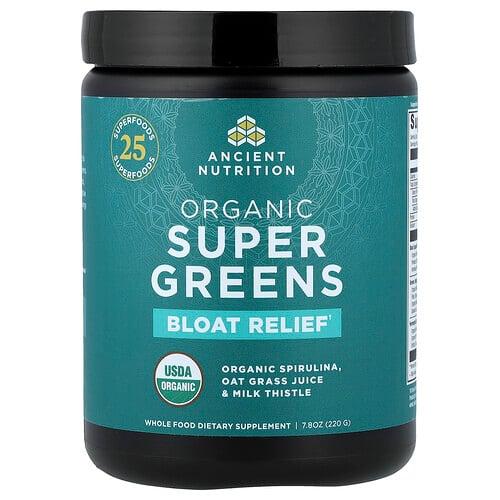 닥터 엑스/엔시언트 뉴트리션 Ancient Nutrition, 유기농 슈퍼 그린, 팽만감 완화, 220g(7.8oz) 상품 이미지