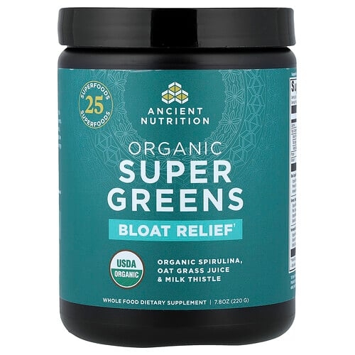 닥터 엑스/엔시언트 뉴트리션 Ancient Nutrition, 유기농 슈퍼 그린, 팽만감 완화, 220g(7.8oz) 상세 이미지