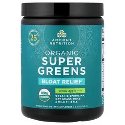 닥터 엑스/엔시언트 뉴트리션 Ancient Nutrition, 유기농 슈퍼 그린, 복부 팽만감 완화, 감귤류 사과, 242g(8.5oz)