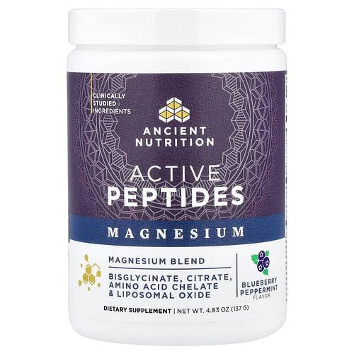닥터 엑스/엔시언트 뉴트리션 Ancient Nutrition, 액티브 펩타이드, 마그네슘, 블루베리 페퍼민트, 137g(4.83oz) 상품 이미지