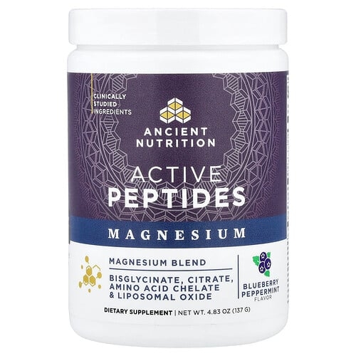 닥터 엑스/엔시언트 뉴트리션 Ancient Nutrition, 액티브 펩타이드, 마그네슘, 블루베리 페퍼민트, 137g(4.83oz) 상세 이미지