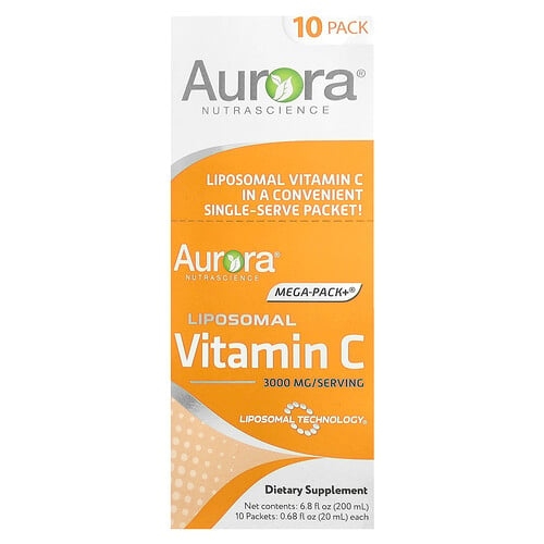 Aurora Nutrascience, Mega-Pack+®, 리포소말 비타민C, 10팩, 각 20ml(0.68fl oz) 상세 이미지