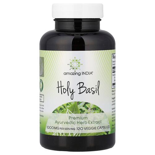 어메이징 인디아 Amazing India, 홀리 바질, 베지 캡슐 120정(캡슐 1정당 500mg) 상품 이미지