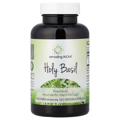 어메이징 인디아 Amazing India, 홀리 바질, 베지 캡슐 120정(캡슐 1정당 500mg) 상세 이미지