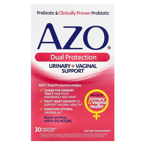 아조 AZO, Dual Protection, 요로 + 질 건강 강화, 하루 1회 캡슐 30정 상세 이미지