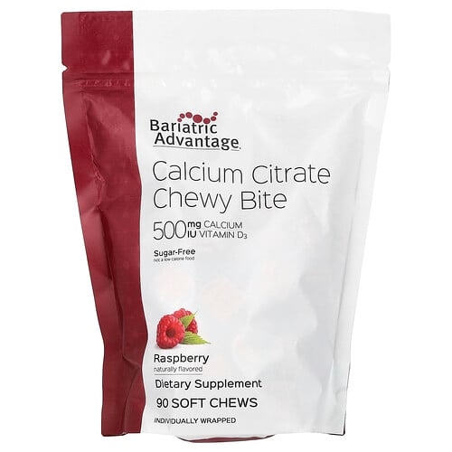 베리아트릭 어드밴티지 Bariatric Advantage, 구연산 칼슘 츄이 바이트, 설탕 무함유, 라즈베리 맛, 소프트 츄 90개 상세 이미지