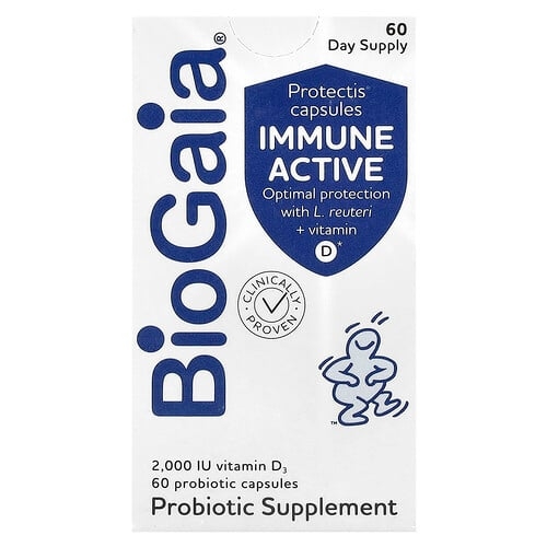 BioGaia, 이뮨 액티브, Protectis 캡슐, 2,000IU, 프로바이오틱 캡슐 60정 상세 이미지