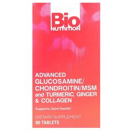 바이오 뉴트리션 Bio Nutrition, 고급 글루코사민/콘드로이틴/MSM 및 강황, 생강 및 콜라겐, 90정