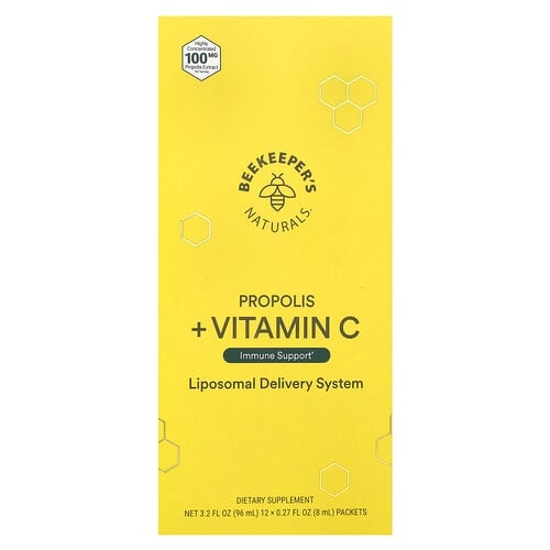 Beekeeper's Naturals, 프로폴리스 + 비타민C, 12팩, 각 8ml(0.27fl oz) 상세 이미지