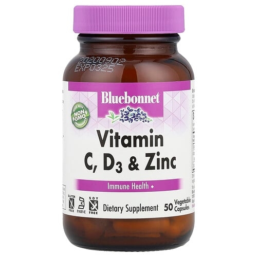블루보넷 뉴트리션 Bluebonnet Nutrition, 비타민C, D3 및 아연, 베지 캡슐 50정 상세 이미지