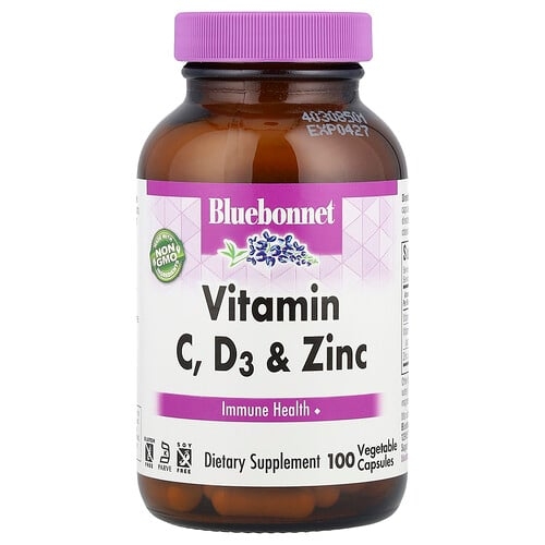 블루보넷 뉴트리션 Bluebonnet Nutrition, 비타민C, D3 및 아연, 베지 캡슐 100정 상세 이미지