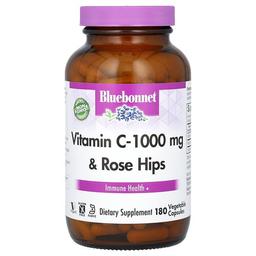 블루보넷 뉴트리션 Bluebonnet Nutrition, 비타민C-1,000mg & 로즈힙, 베지 캡슐 180정