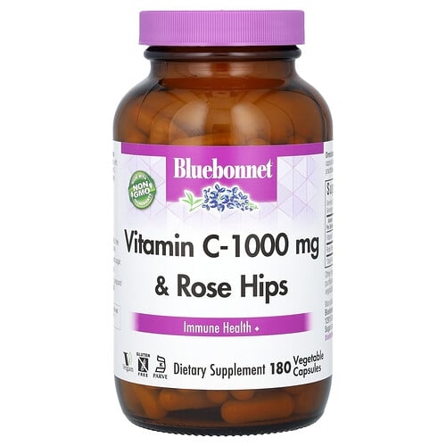 블루보넷 뉴트리션 Bluebonnet Nutrition, 비타민C-1,000mg & 로즈힙, 베지 캡슐 180정 상세 이미지