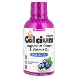 블루보넷 뉴트리션 Bluebonnet Nutrition, 액상 칼슘 마그네슘시트레이트 및 비타민D3, 블루베리 맛, 473ml(16fl oz)