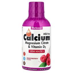 블루보넷 뉴트리션 Bluebonnet Nutrition, 액상 칼슘, 구연산 마그네슘 플러스 비타민 D3, 천연 라즈베리 맛, 472ml(16fl oz)