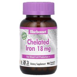 블루보넷 뉴트리션 Bluebonnet Nutrition, 킬레이트화 철분, 18mg, 베지 캡슐 90정