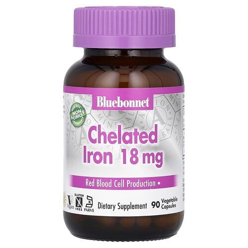 블루보넷 뉴트리션 Bluebonnet Nutrition, 킬레이트화 철분, 18mg, 베지 캡슐 90정 상세 이미지