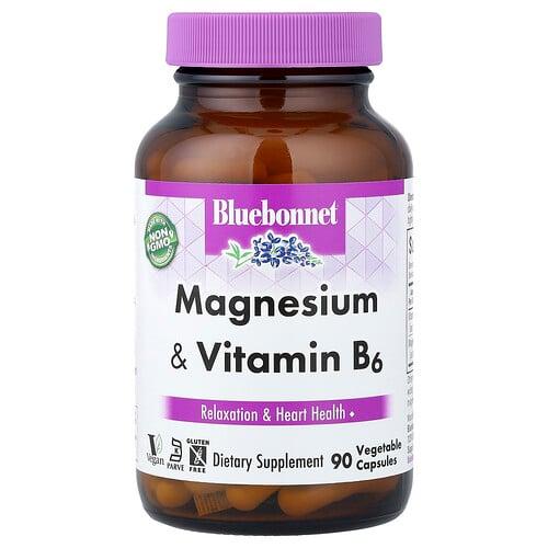 블루보넷 뉴트리션 Bluebonnet Nutrition, 마그네슘 및 비타민B6, 베지 캡슐 90정 상품 이미지