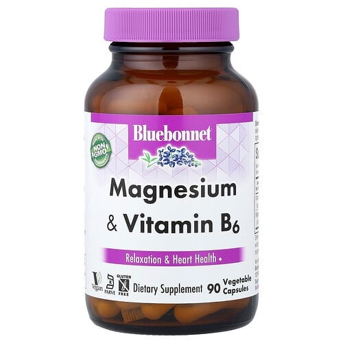 블루보넷 뉴트리션 Bluebonnet Nutrition, 마그네슘 및 비타민B6, 베지 캡슐 90정 상세 이미지