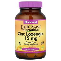 블루보넷 뉴트리션 Bluebonnet Nutrition, EarthSweet® 츄어블, 아연 사탕 정제, 오렌지 맛, 사탕 정제 60정