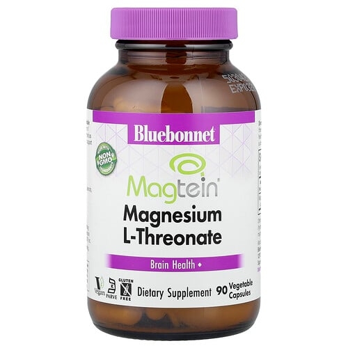 블루보넷 뉴트리션 Bluebonnet Nutrition, Magtein® 마그네슘 L-트레온산, 베지 캡슐 90정(캡슐 1정당 48mg) 상세 이미지