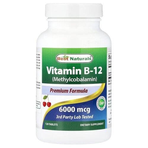 베스트 내추럴스 Best Naturals, 비타민B-12(메틸코발라민), 6,000mcg, 120정 상품 이미지