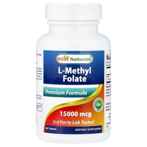 베스트 내추럴스 Best Naturals, l-메틸엽산, 60정(1정당 25,000mcg) 상세 이미지