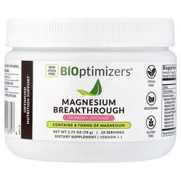 바이옵티마이저 BIOptimizers, 마그네슘 Breakthrough, 라즈베리-레모네이드, 134g(4.7oz)