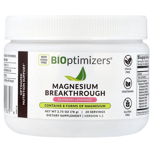 바이옵티마이저 BIOptimizers, 마그네슘 Breakthrough, 라즈베리-레모네이드, 134g(4.7oz) 상세 이미지
