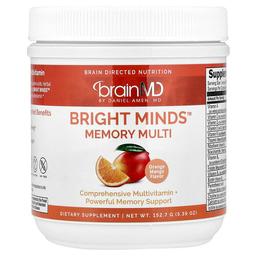브레인MD BrainMD, Bright Minds™ 기억력 멀티, 오렌지 망고 맛, 153.6g(5.4oz)
