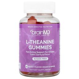 브레인MD BrainMD, l-테아닌 구미젤리, 베리, 비건 구미젤리 60개(구미젤리 1개당 100mg)