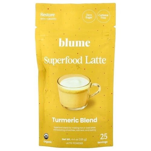 Blume, 슈퍼 푸드 라떼, 강황 혼합물, 카페인 무함유, 125g(4.4oz) 상세 이미지