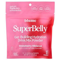 Blume, SuperBelly, 장을 형성하는 수분 보충 드링크 믹스, 딸기 히비스커스, 15팩, 각 4g(0.14oz)