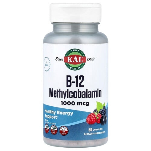KAL, B-12 메틸코발라민, 베리 맛, 1,000mcg, 사탕 정제 60정 상세 이미지