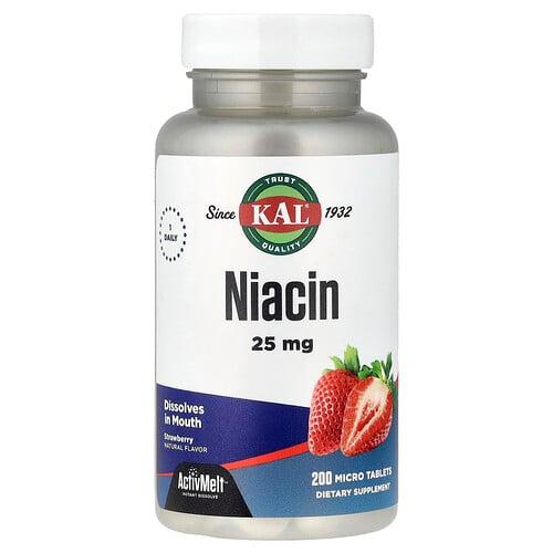 KAL, 니아신, 딸기 맛, 25mg, 마이크로 정제 200정 상품 이미지
