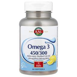 KAL, Omega3 450/300, 소프트젤 60정(소프트젤 1정당 1,280mg)