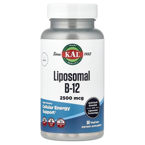 KAL, 리포소말 B-12, 고효능, 2,500mcg, 베지 캡슐 30정 상세 이미지