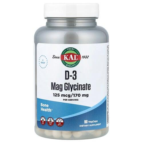 KAL, D-3 마그네슘 글리시네이트, 125mcg/170mg, 베지 캡슐 90정 상품 이미지